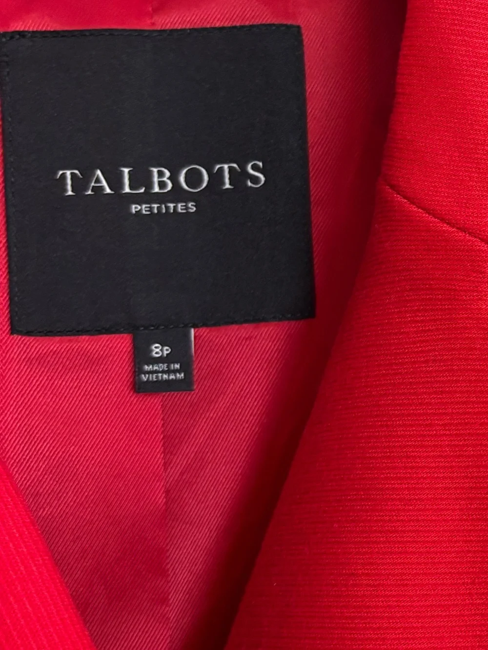 Talbots Double Breasted Pea Coat Persimmon Red 8 Petite Gold Buttons Classic